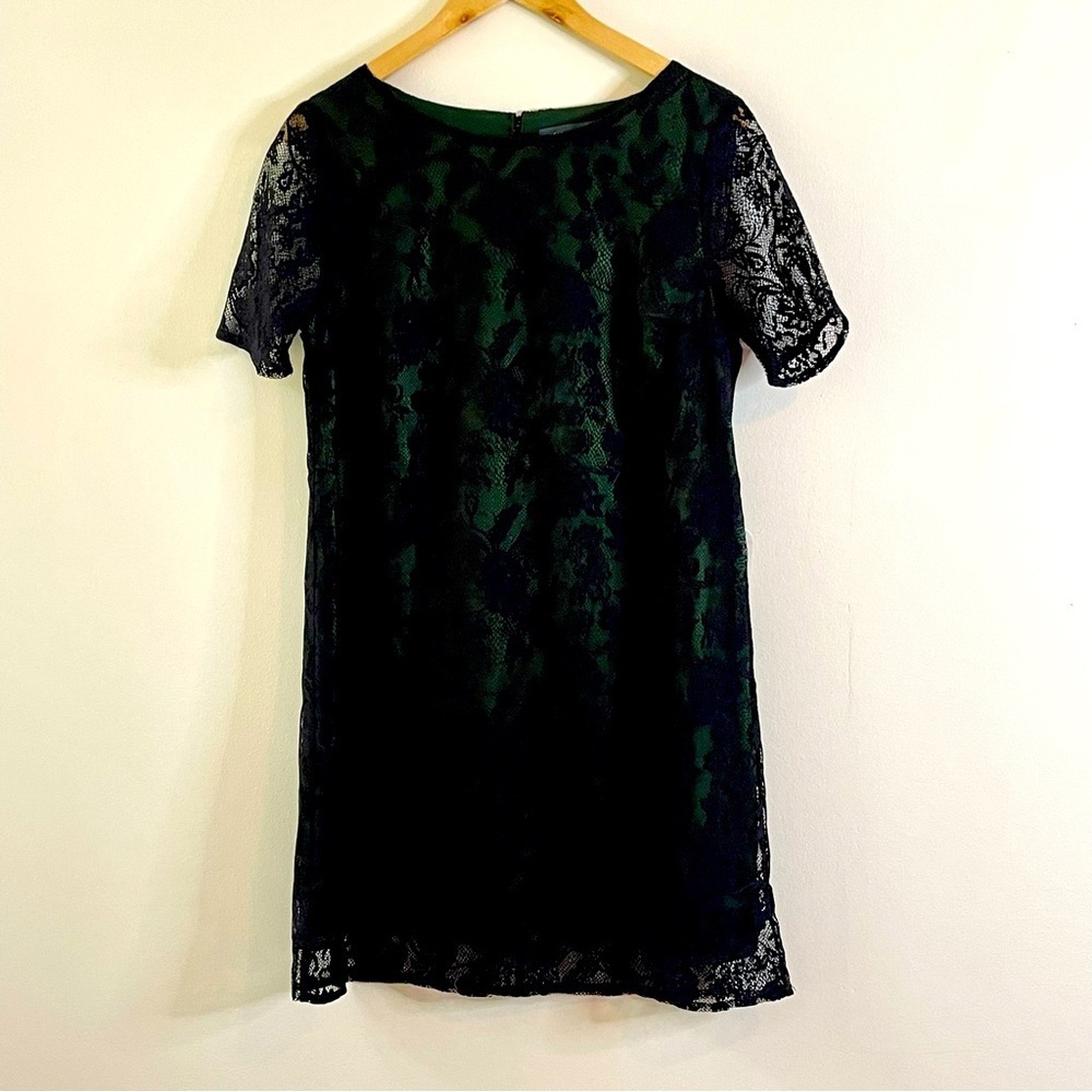 New Mod Cloth Retro Black and Green Overlay Lace Mini Dress Size Medium